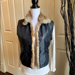 Cabi rabbit fur lined black vest